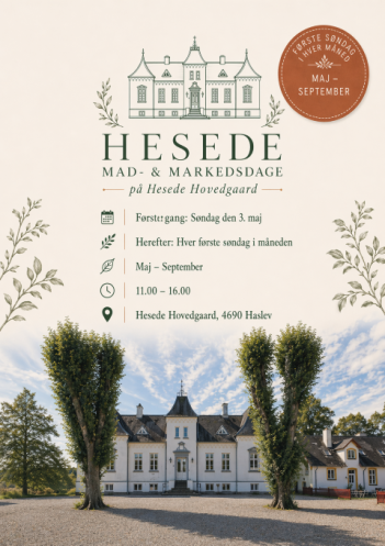 Markedsdag p&aring; Hesede Hovedg&aring;rd s&oslash;ndag d. 7. juni 2026